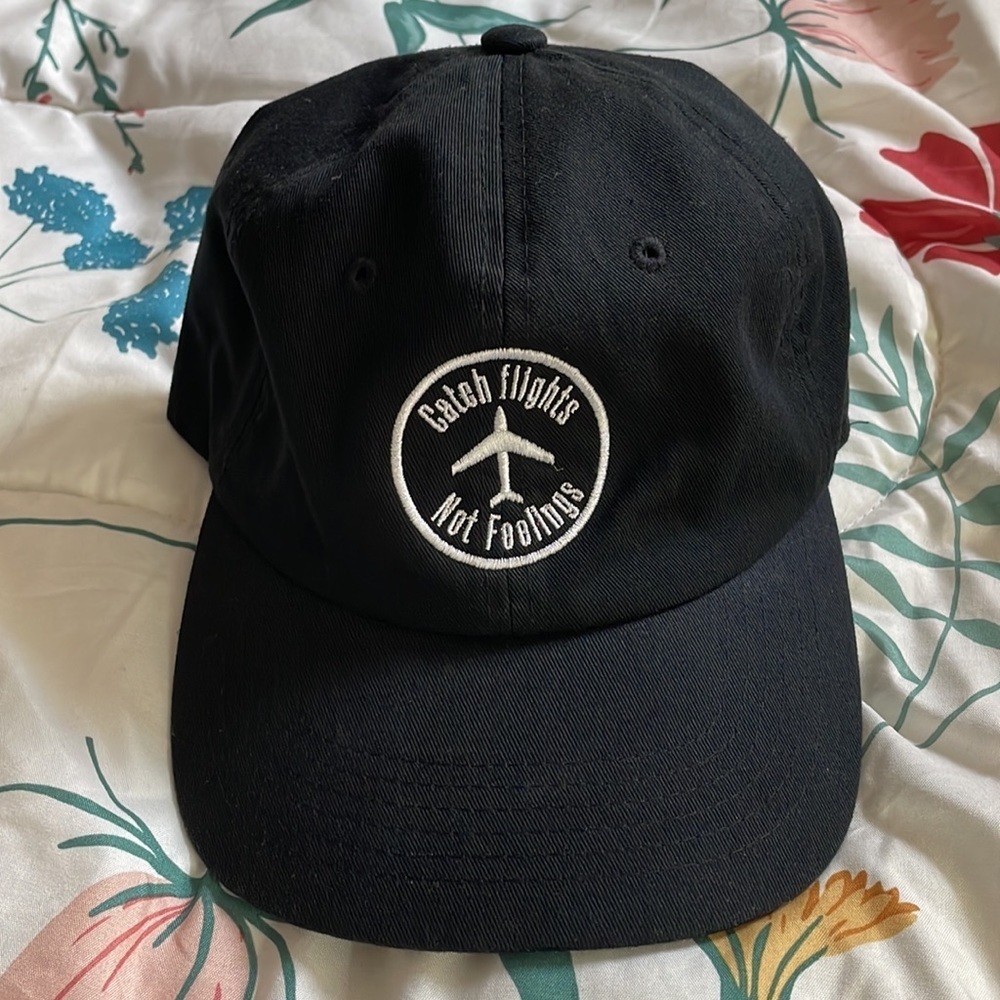 CATCH FLIGHTS NOT FEELINGS hat with adjustable strap one size - Picture 6 of 6